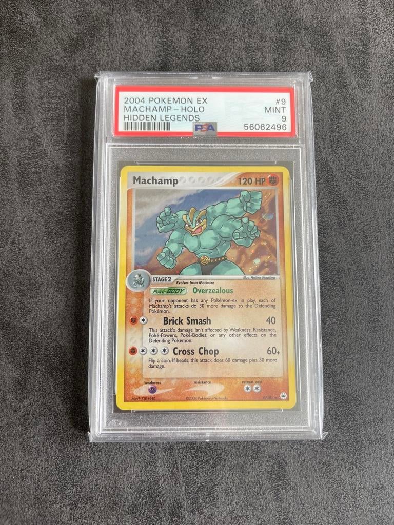 Machamp Holo Hidden Legends PSA 9, Ophalen of Verzenden, Zo goed als nieuw, Losse kaart, Foil