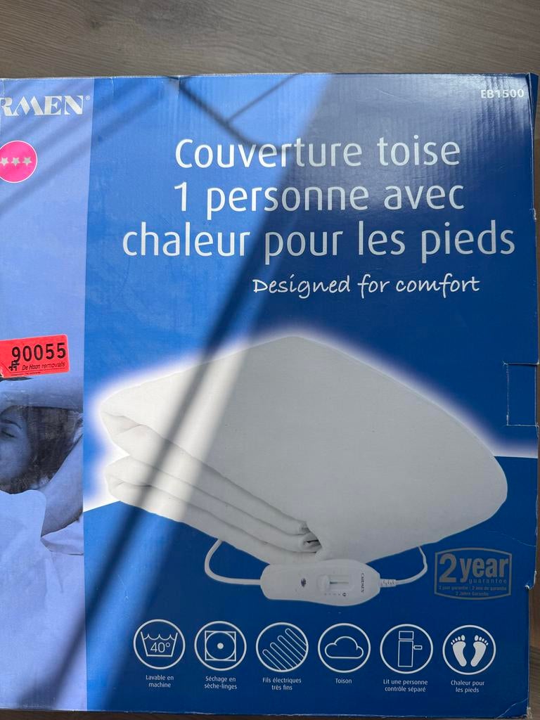 Elektrische deken 1-persoons met voetenwarmte - Carmen, Ophalen, Eenpersoons, Wit, Deken of Dekbed