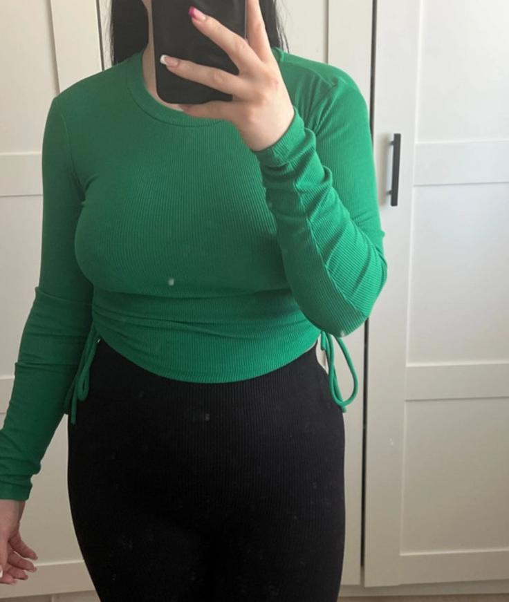 Zara Groene geribbelde top met lange mouwen maat S, Ophalen of Verzenden, Zo goed als nieuw, Lange mouw, Maat 36 (S)