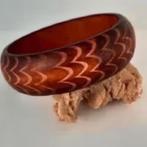 Brede Vintage houten armband, Ophalen, Zo goed als nieuw, Bruin, Hout