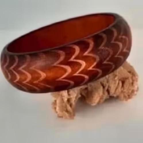 Brede Vintage houten armband, Sieraden, Tassen en Uiterlijk, Armbanden, Zo goed als nieuw, Hout, Bruin, Ophalen