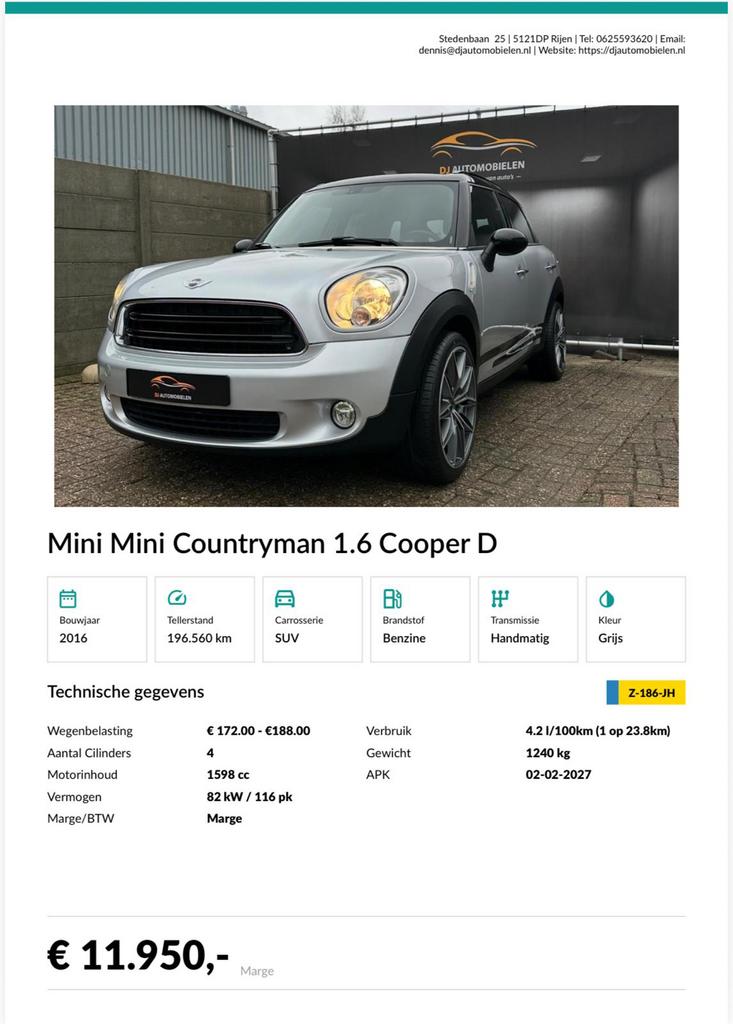 Mini Countryman 2016 Panorama dak, Auto's, Voorwielaandrijving, Stof, Navigatiesysteem, Bedrijf