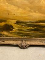 H.W. Mesdag stijl zeegezicht – oud schilderij op doek, Ophalen of Verzenden