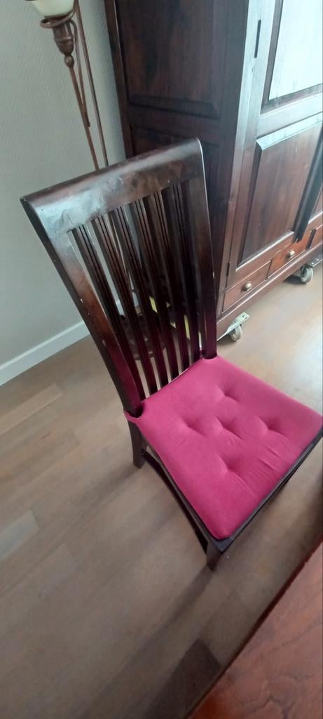 Teakhouten tafel inclusief 6 stoelen., Ophalen, Gebruikt, Teakhout, 200 cm of meer