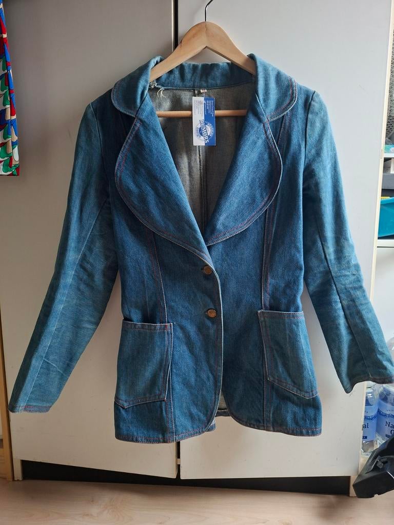 Vintage denim spijker colbert blazer NIEUW met prijskaartjes, Ophalen of Verzenden, Nieuw, Maat 34 (XS) of kleiner, Blauw