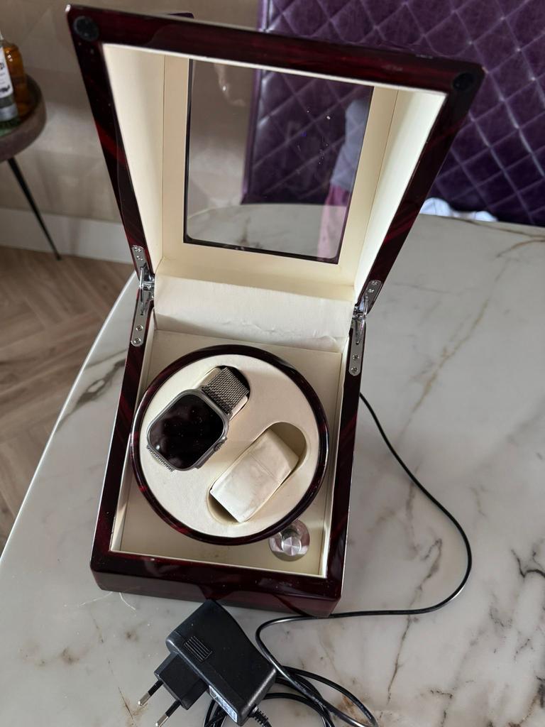 Luxe Horloge Opwindbox voor 2 Horloges - Houtnerf Design, Ophalen of Verzenden, Zo goed als nieuw