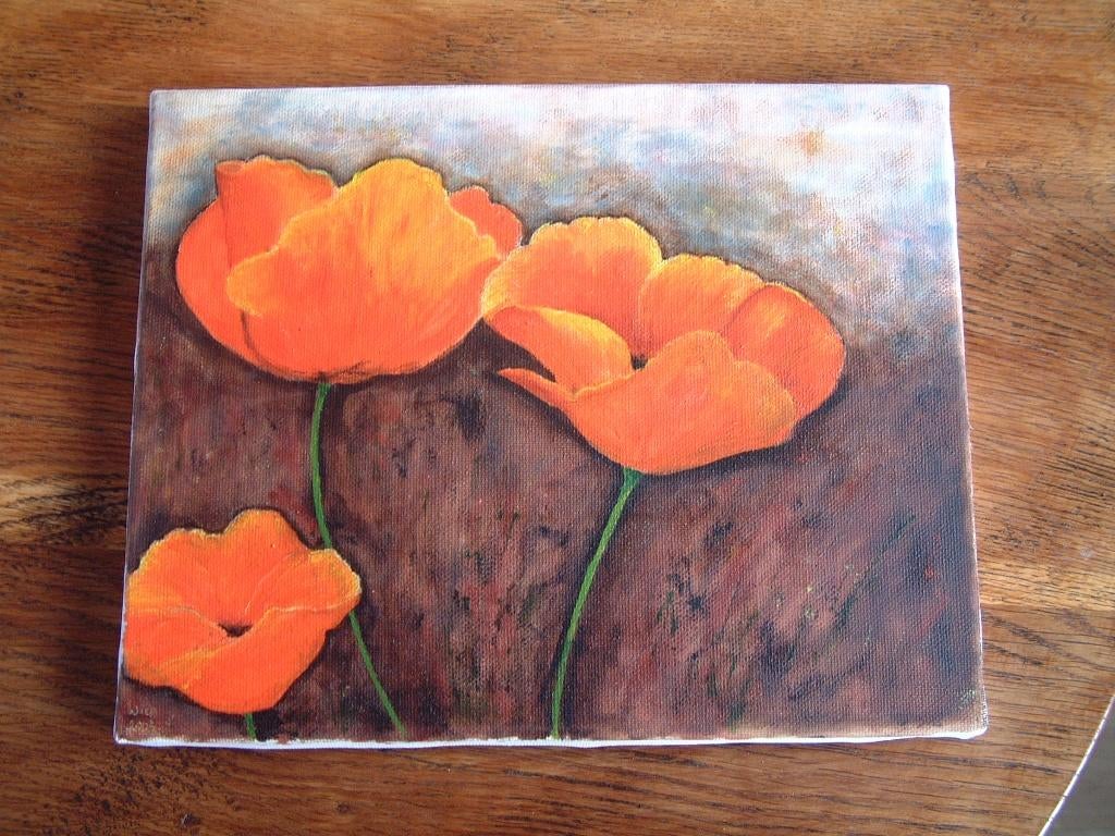 gaaf echt olieverf schilderij papaver klaproos, Antiek en Kunst, Ophalen of Verzenden