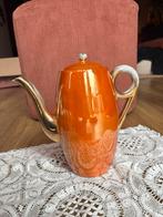 Vintage koffiepot theepot oranje met gouden details jaren 60, Antiek en Kunst, Ophalen