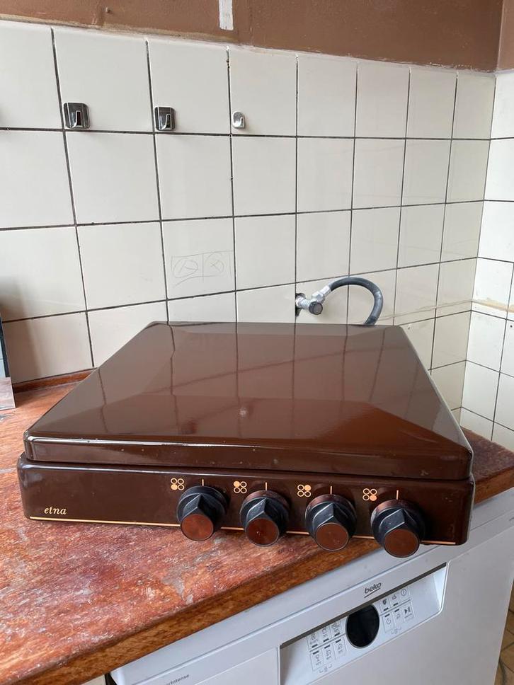 Vintage Etna Gasfornuis - Bruin, Witgoed en Apparatuur, Fornuizen, Gebruikt, Vrijstaand, Gas, 4 kookzones, Ophalen