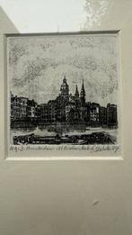 Amsterdam St. Nicolaaskerk tekening/ets, Antiek en Kunst, Kunst | Schilderijen | Klassiek, Ophalen of Verzenden