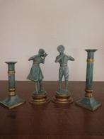 Setje bronzen beeldjes/kandelaars., Antiek en Kunst, Antiek | Kandelaars, Koper of Brons, Ophalen of Verzenden