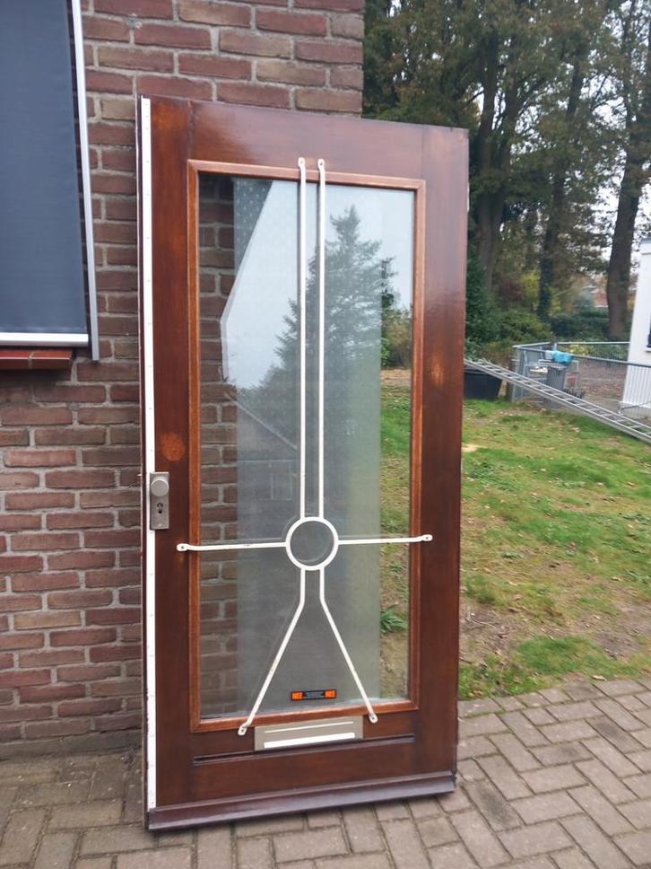 Jaren 30 voordeur met dubbele glas erin, Doe-het-zelf en Verbouw, Deuren en Horren, Gebruikt, Buitendeur, 200 tot 215 cm, 80 tot 100 cm