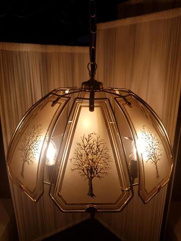 Hanglamp / Kroonluchter / Hollywood Regency rookglas
