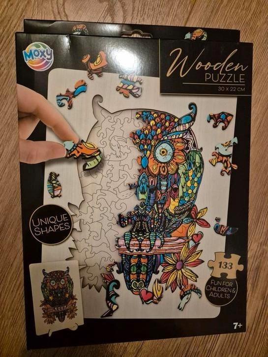 Moxy houten puzzel uil, Hobby en Vrije tijd, Denksport en Puzzels, Nieuw, Minder dan 500 stukjes, Ophalen of Verzenden