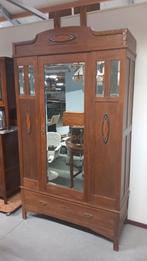 Antieke Amsterdamse School Slaapkamerkast, Huis en Inrichting, Kasten | Kledingkasten, 100 tot 150 cm, Glas, Ophalen of Verzenden