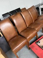 6 eetkamerstoelen, cognac kleurig leer, Huis en Inrichting, Ophalen, Gebruikt, Bruin, Leer
