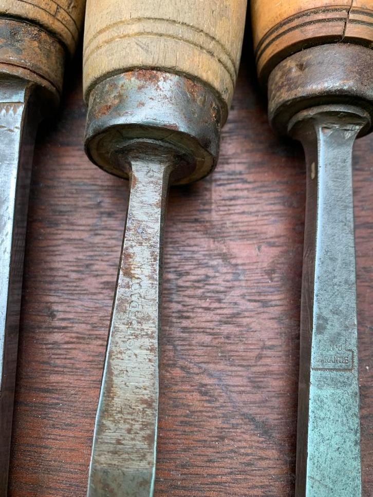 Set van diverse beitels: kantbeitels, schietbeitels, etc., Doe-het-zelf en Verbouw, Gereedschap | Handgereedschap, Gebruikt, Ophalen of Verzenden