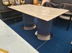 Eettafel met marmer blad en zilveren poten, Ophalen of Verzenden