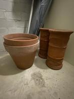 2 Terracotta zuilen met pot., Ophalen, Gebruikt