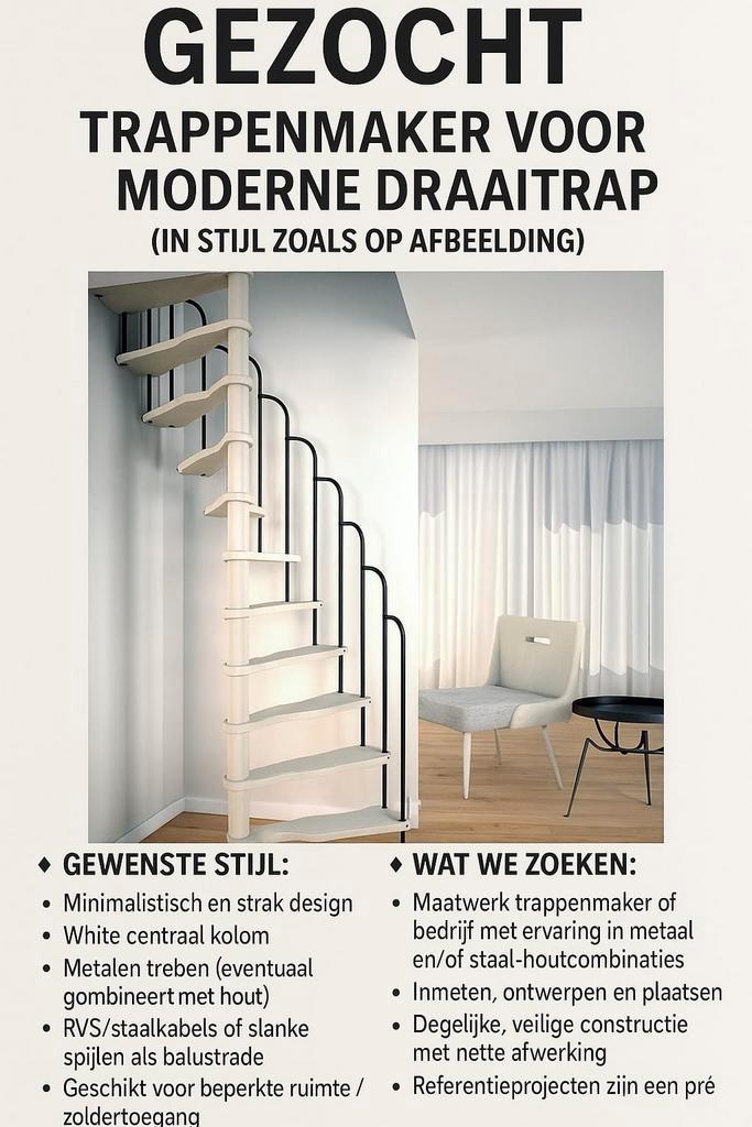 Wenteltrap Maker Gezocht voor Zoldertrap, Doe-het-zelf en Verbouw, Ladders en Trappen, Ophalen of Verzenden