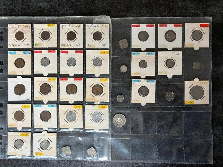 Nederlandse Antillen 33 verschillende munten 1948-1985:, Postzegels en Munten, Munten | Nederland, Setje, Overige waardes, Koningin Wilhelmina