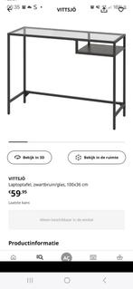 Vittsjö Laptoptafel - Zwartbruin/Glas - 100x36 cm, Eenpersoons, Overige typen, Minder dan 160 cm, Ophalen of Verzenden