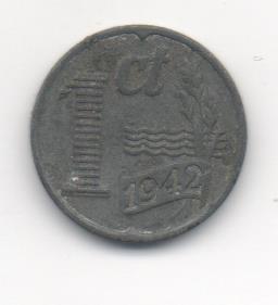 Zinken cent 1942, Postzegels en Munten, Munten | Nederland, Losse munt, 1 cent, Koningin Wilhelmina, Ophalen of Verzenden