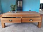 Salontafel, eiken met twee lades 129x69x46cm, Huis en Inrichting, Tafels | Salontafels, Ophalen, Gebruikt, 100 tot 150 cm, 50 tot 100 cm