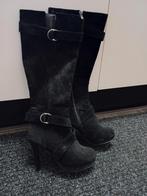 Zwarte hoge laarzen met hak, maat 36, Hoge laarzen, Zwart, Ophalen of Verzenden, Onbekend