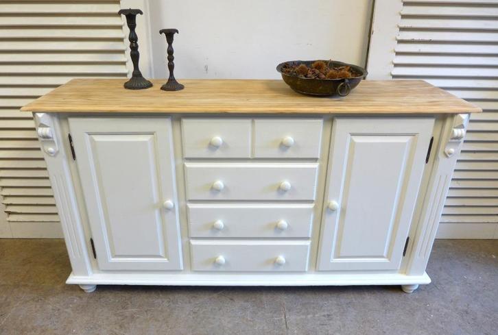 Prachtig wit landelijke  ladekast dressoir, Huis en Inrichting, Kasten | Dressoirs, Gebruikt, 150 tot 200 cm, 25 tot 50 cm, Met lade(s)