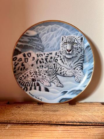 franklin mint sneeuw luipaard wildlife verzamelbord vintage