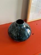 Vintage japans achtige belly vaas, blauw glazuur, Ophalen of Verzenden