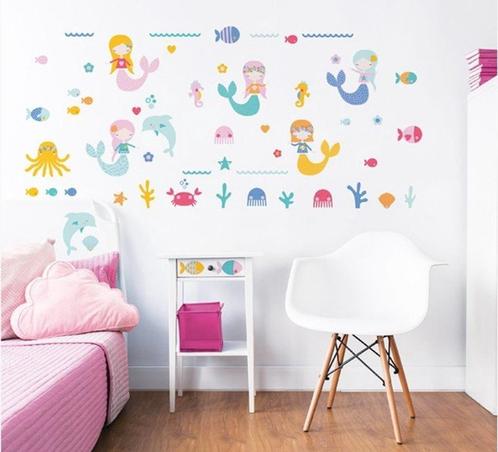 56 Zeemeermin Muurstickers Walltastic - VAN 29,95 VOOR 17,50, Kinderen en Baby's, Kinderkamer | Inrichting en Decoratie, Nieuw