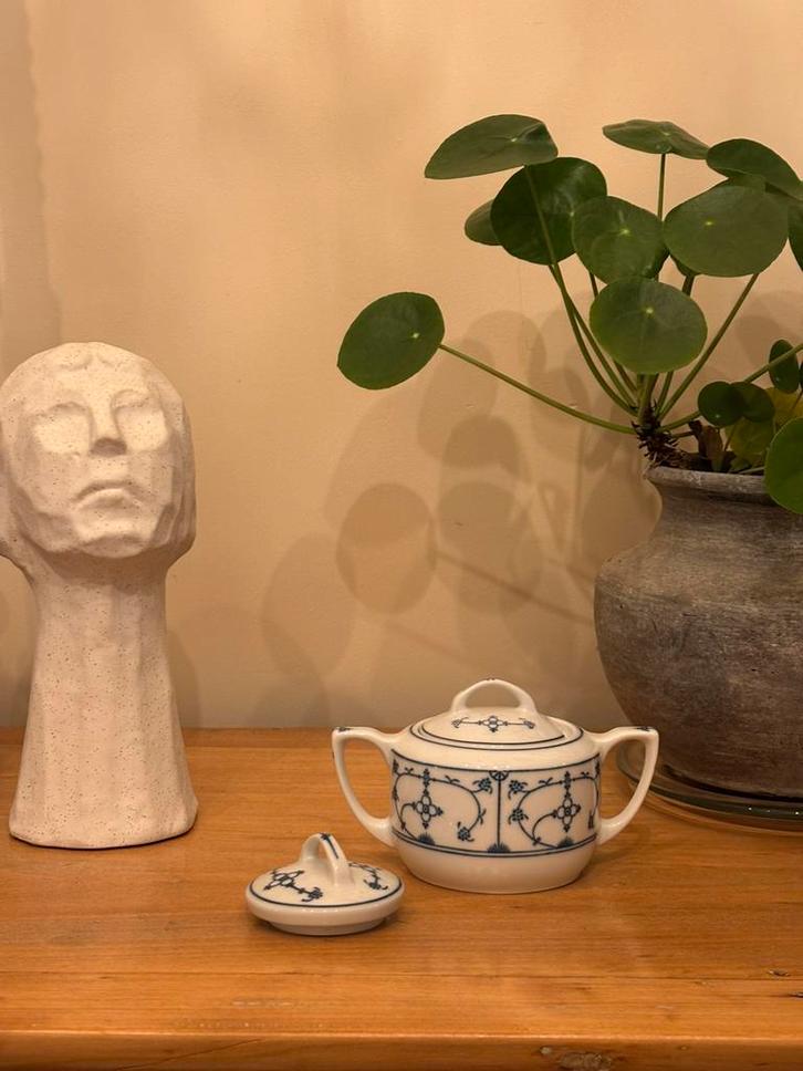 Vintage suikerpot Jäger Eisenberg Saksisch Blauw, Saks Blau, Antiek en Kunst, Antiek | Servies los, Ophalen of Verzenden