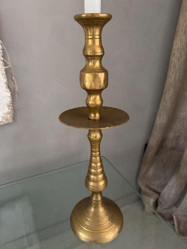 Grote zware koperen kandelaar Marrakech Boho Ibiza Tópstuk, Huis en Inrichting, Woonaccessoires | Kandelaars en Kaarsen, Ophalen of Verzenden