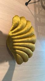 Kussen schelp vorm - Oker geel - fluweel, Ophalen of Verzenden, Nieuw