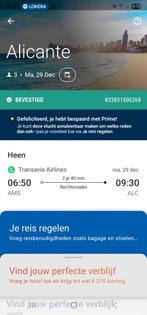 2 enkeltjes naar Alicante op 29dec, Tickets en Kaartjes, Twee personen, Vliegtuig, Met bestemming of datum