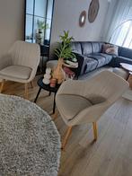 UDSBJERG Fauteuil - Beige Stof & Eiken Houten Poten, Ophalen of Verzenden, Zo goed als nieuw, Hout, Scandinavisch