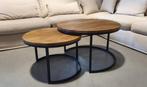Teak salontafel Liverpool set van 2 Aktie aanbieding, Huis en Inrichting, Tafels | Salontafels, 50 tot 100 cm, Rond, Nieuw, Metaal