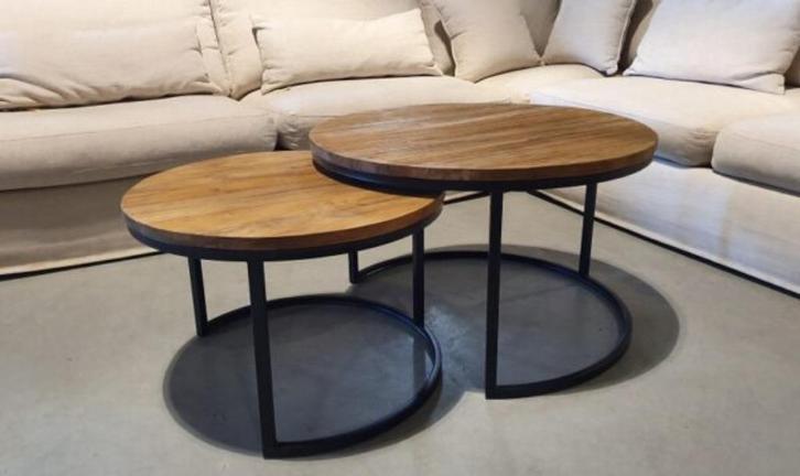 Teak salontafel Liverpool set van 2 Aktie aanbieding, Huis en Inrichting, Tafels | Salontafels, Nieuw, Minder dan 50 cm, 50 tot 100 cm
