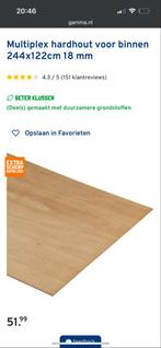 Gamma Multiplex plaat 244x122x18mm - Nieuw!, Doe-het-zelf en Verbouw, Hout en Planken, Ophalen, Minder dan 25 mm, Nieuw, 200 tot 250 cm