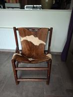 Antieke elegante stoel met echt lederen zitting, Ophalen of Verzenden