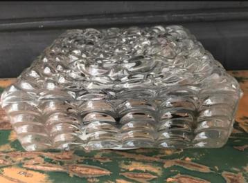 Plafonniere Massive vintage vierkant glas plafondlamp beschikbaar voor biedingen