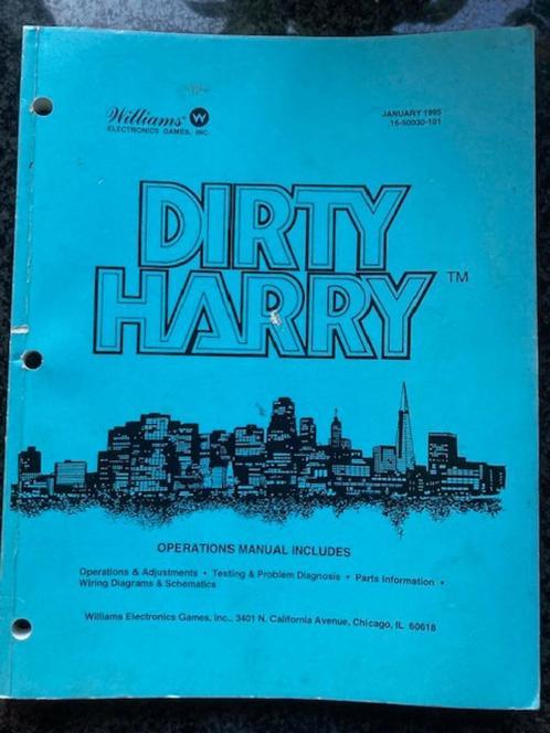 WILLIAMS DIRTY HARRY MANUAL, Verzamelen, Automaten | Flipperkasten, Gebruikt, Dot-matrix, Flipperkast, Williams, Ophalen of Verzenden