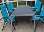 Tuinset tafel + 6 stoelen + 2 ligbedden inclusief kussens, Tuin en Terras, Tuinsets en Loungesets, Ophalen, Gebruikt