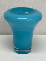 Space age zware vintage vaas aqua blauw gewolkt, Ophalen of Verzenden