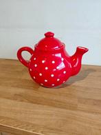 Rood met witte stippen keramische theepot, Ophalen of Verzenden, Zo goed als nieuw, Overige stijlen, Overige typen