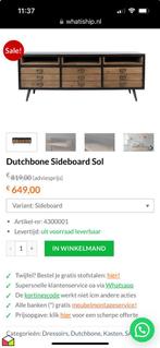 Dutchbone tv meubel Sideboard Sol en kast Iron Shelf, Zo goed als nieuw, Ophalen