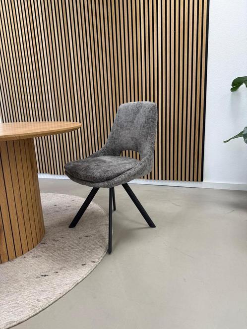 6x Kick eetkamerstoel Lena donkergrijs, Huis en Inrichting, Stoelen, Nieuw, Vijf, Zes of meer stoelen, Stof, Grijs, Ophalen of Verzenden