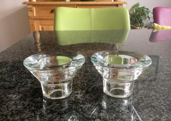 Kandelaar, glas, Ikea, Hagberg, vintage, setprijs, Huis en Inrichting, Woonaccessoires | Kandelaars en Kaarsen, Gebruikt, Minder dan 25 cm